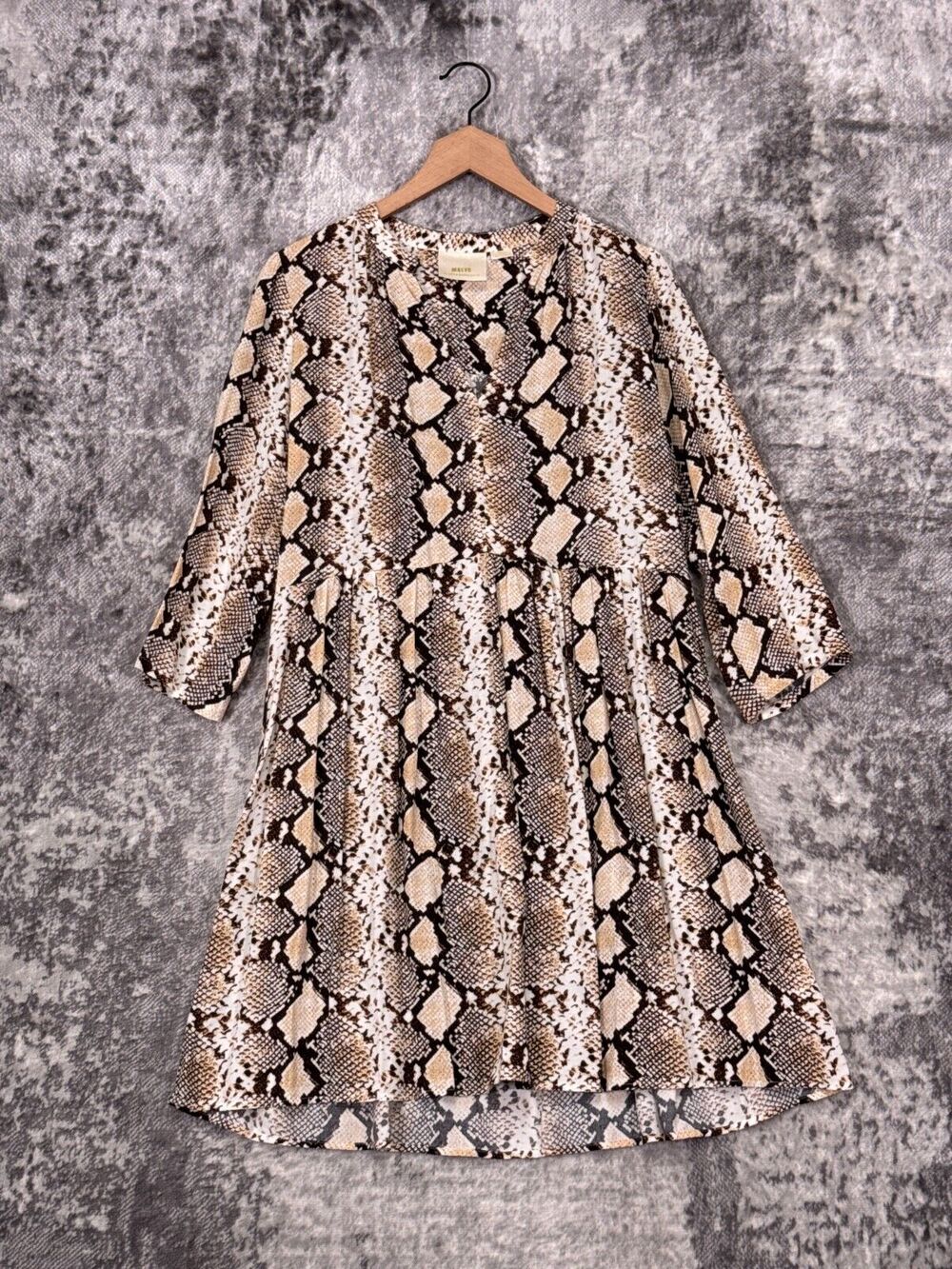 Anthropologie Dress Medium Womens Maeve Boa Snakeskin Long Sleeve